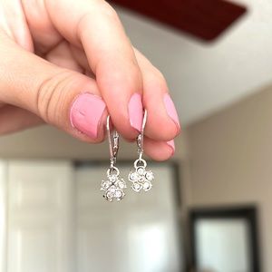 Silver flower earrings